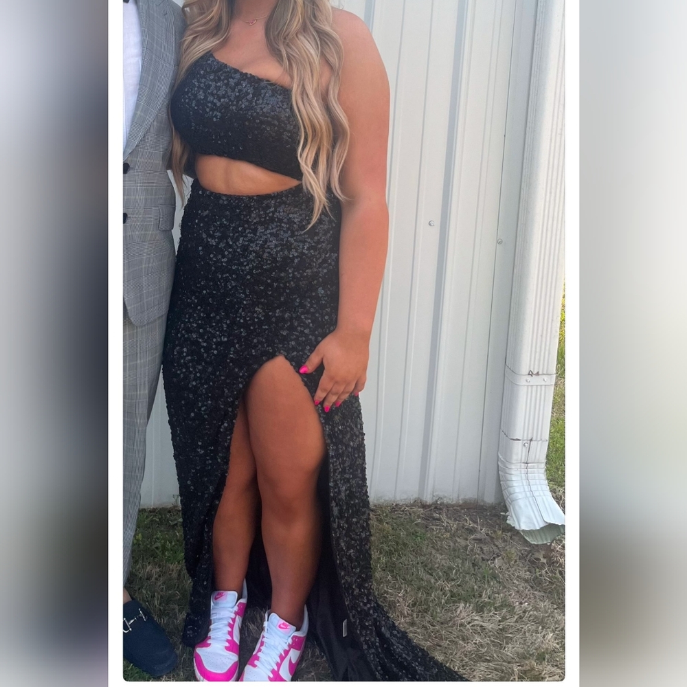 Sherri Hill Black Sequin Evening Gown